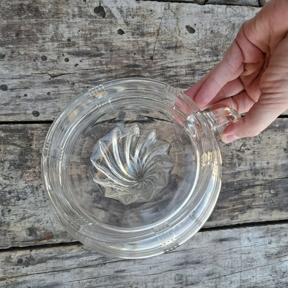 Vintage 1930's Hazel Atlas Clear Depression Glass Criss-Cross Reamer Juicer 40's